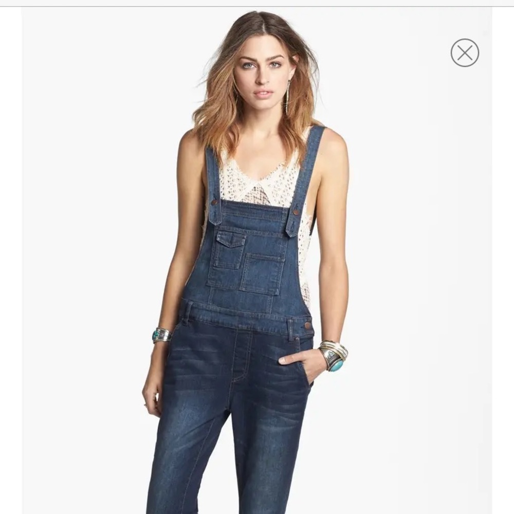 Free People Skinny Denim Overalls